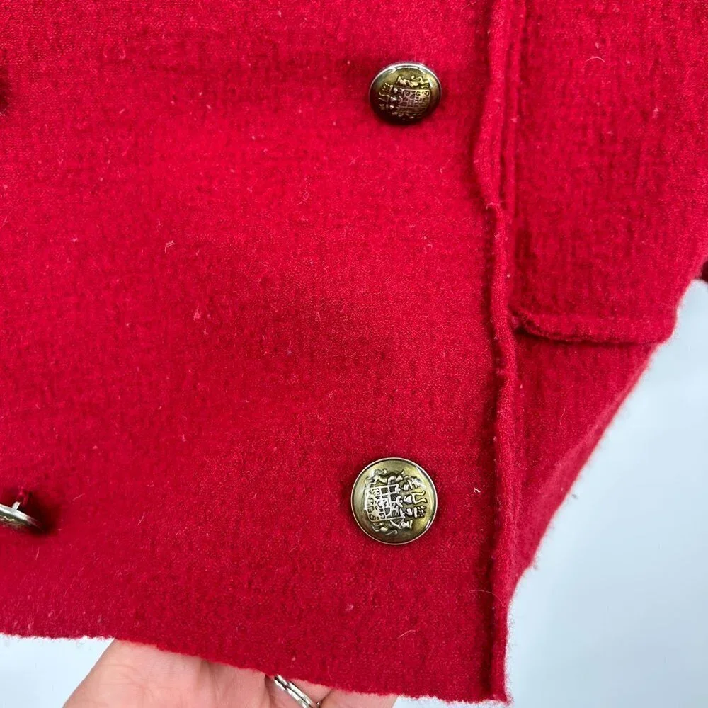 FREE PEOPLE We The Free Red Silver Metallic Wool Double Breasted Coat Jacket XS